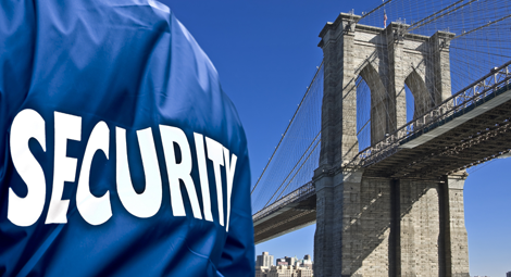 Security Guard Outside the Brooklyn Bridge