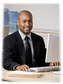 Man sitting at a computer