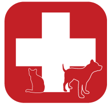 Medical symbol with silhouettes of animals